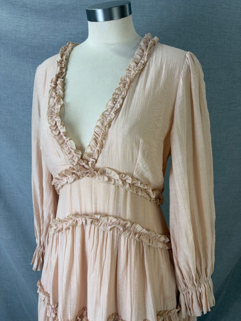 Princess Polly Pink Ruffle Mini Dress Open Back Long Sleeve 8 Pastel Party - Picture 3 of 11